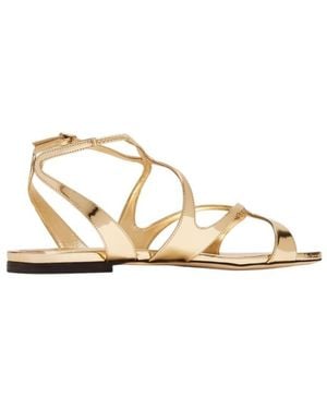 Jimmy Choo Ayla Flat Leather Sandals, Brand Size 39 Us - Natural
