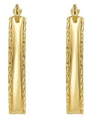 Tresorra 14K Small Diamond Cut Marquise Hoop Earrings - Metallic