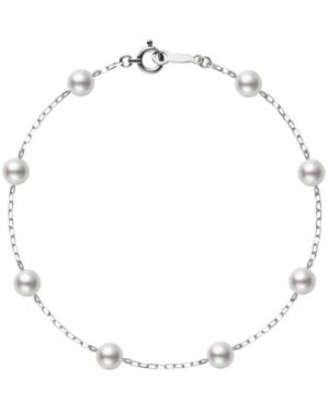 Mikimoto Akoya Pearl Station Bracelet With 18k White Gold 5 X 5.5mm A+ 7'' - Metallic