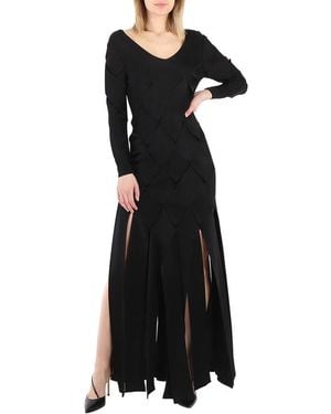 Burberry Ladies Anatori Long-Sleeve Panelled Knit Gown - Black