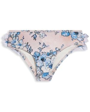 Zimmermann All-Over Floral Print Bikini Bottoms - Blue