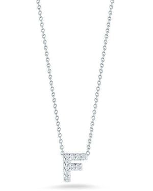 Roberto Coin 18k White Gold Tiny Treasures Diamond ''f'' Pendant - Metallic