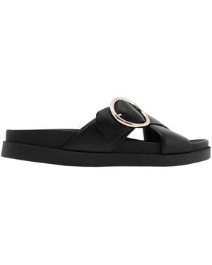 Bally Elida Leather Slide Sandals, Brand Size 35 Us - Black