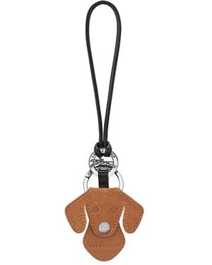 Longchamp Natural Leather Re-Play Dog Key Ring - Brown