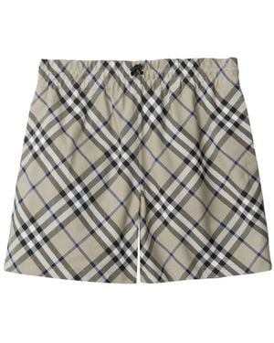 Burberry Equestrian Knight Check Cotton Shorts, Brand Size 2 Us - Grey