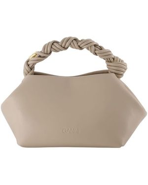 Ganni Twisted Knot Handle Shoulder Bag - Metallic