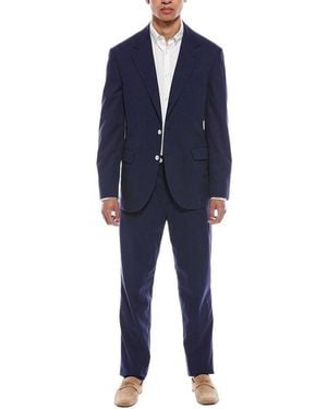Brunello Cucinelli Prussia Cotton Blend Tailored Suit, Brand Size 46 (Us - Blue