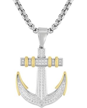 Robert Alton 3/8Ctw Diamond Stainless Steel Finish Anchor Pendant - Metallic