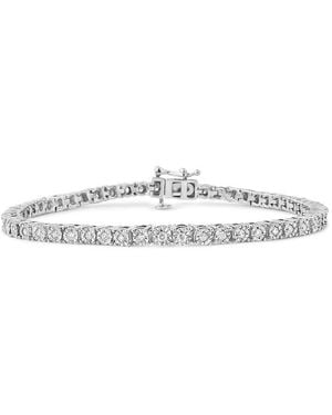 Haus of Brilliance .925 Sterling Silver 1.0 Cttw Miracle-set Diamond Round Faceted Bezel Tennis Bracelet - White