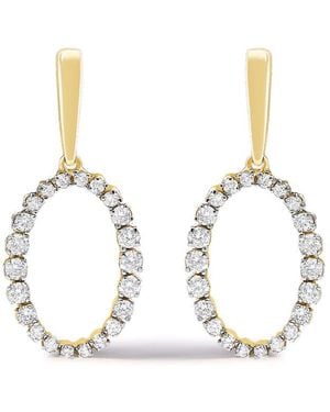 Haus of Brilliance 14K Graduating 1/2 Cttw Diamond Oval Dangle Earrings - Metallic