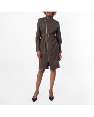 Burberry Stretch Wool Belted Zip Dress, Brand Size 8 Us - Green