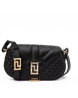 Versace Quilted Lambskin Shoulder Bag - Black