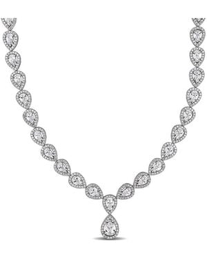 Amour 38 Ct Tgw Cubic Zirconia Teardrop Necklace - Metallic