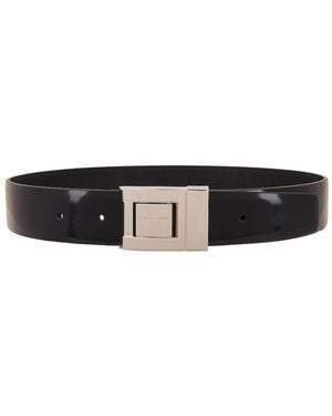 Saint Laurent Brushed Leather Buckle Belt, Cm - Black