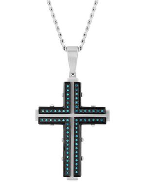 Robert Alton 1/3Ctw Diamond Stainless Steel With & Finish Cross Pendant - Metallic