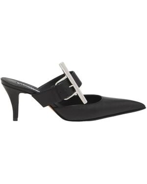 McQueen Ladies Birdee Leather Mules, Brand Size 37 Us - Black