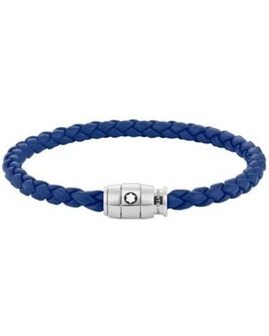 Montblanc Woven Leather Bracelet - Blue