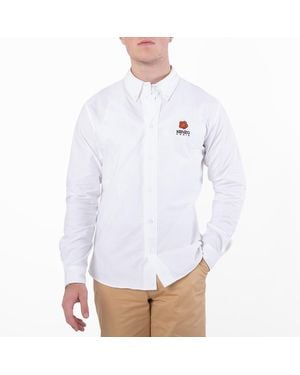 KENZO Boke Flower Embroidered Long-Sleeve Shirt, Brand Size 38 (Neck - White