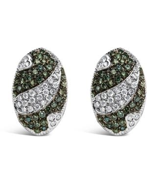 Haus of Brilliance 14K 2.00 Cttw And Treated Diamond Oval Shield Omega Back Earrings (H-I Colour, Si1-Si2 Clarity) - Green