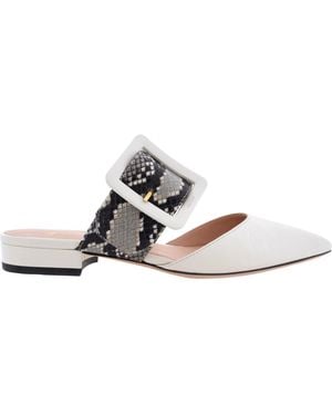 Bally Jemina Pointed-Toe Leather Mules, Brand Size 35 Us Size 4.5 - White