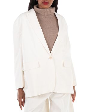 Max Mara Monica Cotton Canvas Oversize Blazer - White