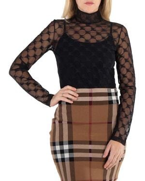 Burberry Equestrian Knight Stretch Tulle Bodysuit - Black