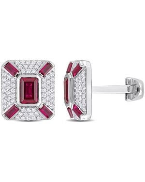 Amour 5-1/4Ct Tgw Octagon And Baguette-Cut Created Ruby And Created Sapphire Cufflinks - White
