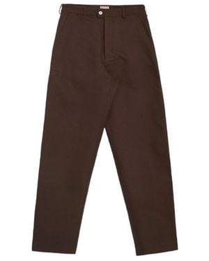 KENZO Tapered Workwear Cotton Trousers, Brand Size 40 Us - Brown