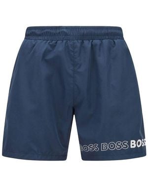 BOSS Dolphin Logo Swim Shorts - Blue