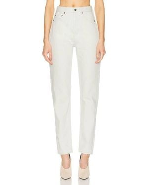 Saint Laurent Chalk Denim Slim-Fit Jeans, Waist - White