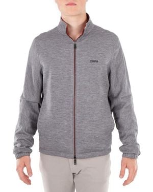 ZEGNA Rust Lightweight Reversible Zip-Up Jacket - Gray