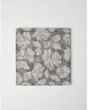 Brunello Cucinelli Silk Floral Scarf, Brand (Us - Gray