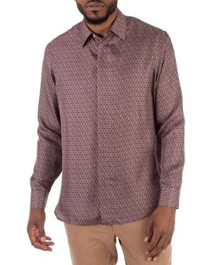 Fendi Camicia Classic Micro Logo Print Shirt, Brand Size 39 (Neck - Purple