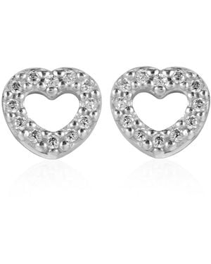 PANDORA Sterling Open Heart Stud Earrings - Metallic