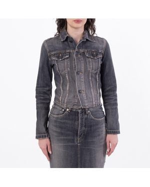Balenciaga Rear Lace Up Denim Jacket, Brand Size 34 (Us - Grey