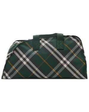 Burberry Check Pattern Large Shield Duffle Bag - Green