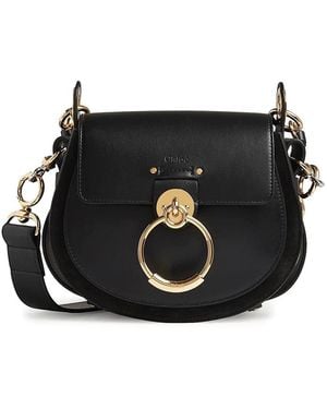 Chloé Leather And Suede Small Tess Bag - Black