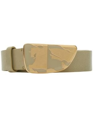 Burberry Leather Shield Ekd Belt - Natural