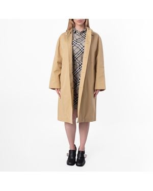 Burberry Single-Breasted Straight Hem Wool Coat, Brand Size 8 Us - Natural