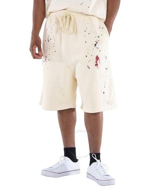 A_COLD_WALL* A Cold Wall Studio Paint-Splatter Cotton Track Shorts - Natural