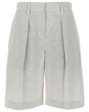 Brunello Cucinelli Light Linen Blend Shorts, Brand Size 44 (Us - Grey