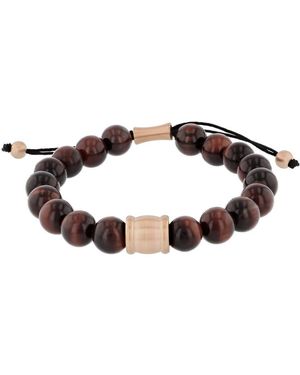Robert Alton Stainless Steel Tiger Eye Bead Bolo Bracelet - Brown