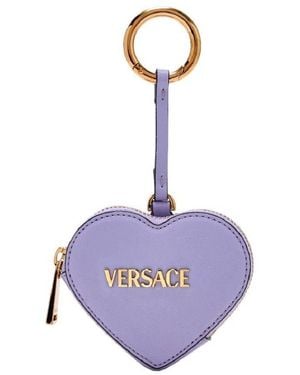 Versace Logo Heart Shape Coin Purse - Purple