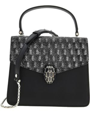 BVLGARI Serpenti Forever Top Handle Bag - Black
