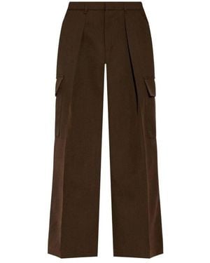 Burberry Wide-Leg Pleated Cargo Pants, Brand Size 4 Us - Brown