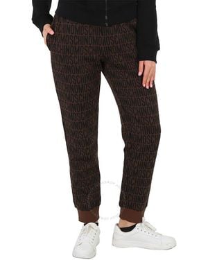 Moschino Ladies Fantasy Print Allover Monogram Joggers - Black