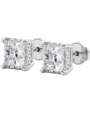 Brilliant Diamond 4 Ctw Princess Lab Grown Diamond Stud Earrings - White