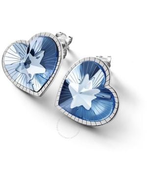 Baccarat Sterling, Crystal Heart Earrings 2812859 - Blue