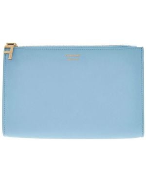 Ferragamo Calfskin Beauty Case - Blue