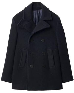 Burberry Double-Breasted Wool Peacoat, Brand Size 48 Us - Blue